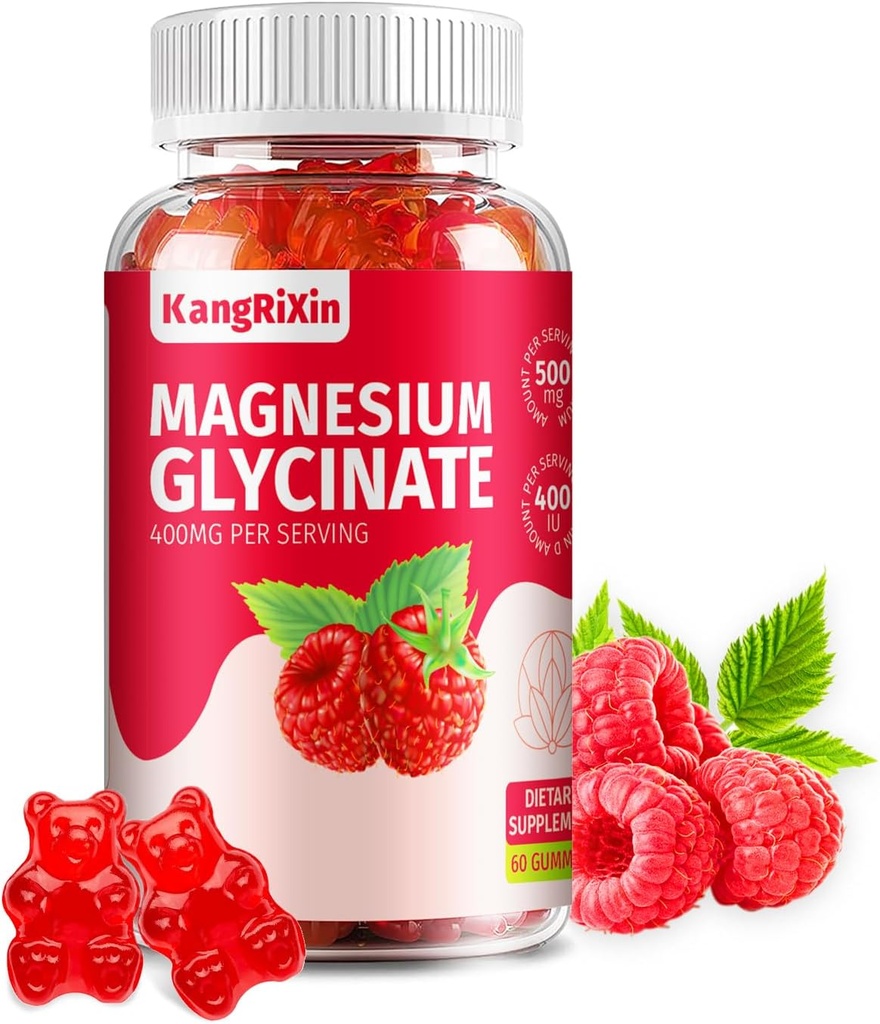 Magnesium Glycinat Gummies - Sukker fri Magnesiumtilskud til voksne og børn, høj absorption Magnesium Gummies Gelatine fri (60 greve (pakke med 1))
