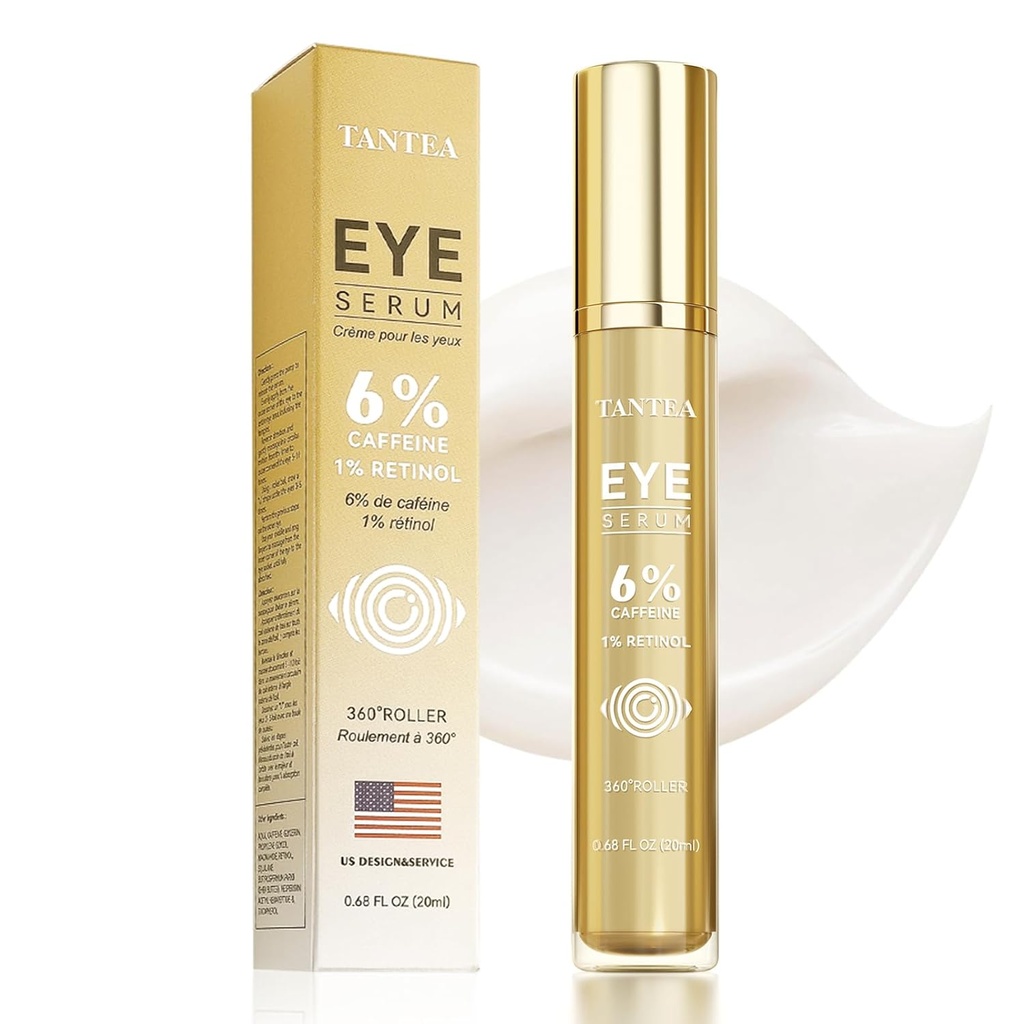 6% Caffeine Eye Cream for Puffy Eyes & Dark Circles, Eye Serum with 1% Retinol for Wrinkles Bags Under Eyes Anti-Aging
