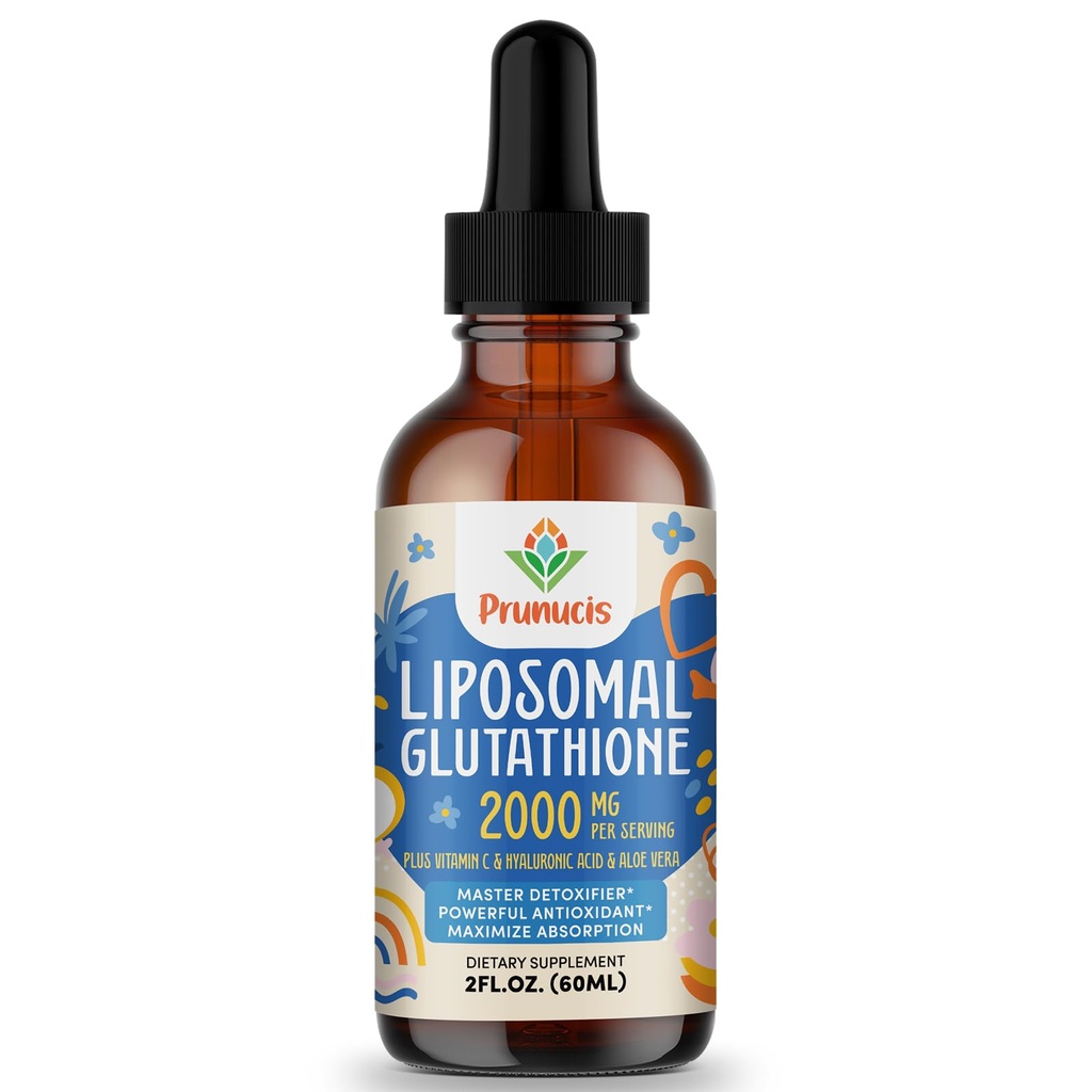 2000MG Liposomal Glutathione Liquid, 98% Absorption, Active Form L- Glutathione Supplement, Vegan Friendly, Kraftfuld Antioxidant Complex for Immunsystemet, Aging Defense, Detox, 2 FLLOZ