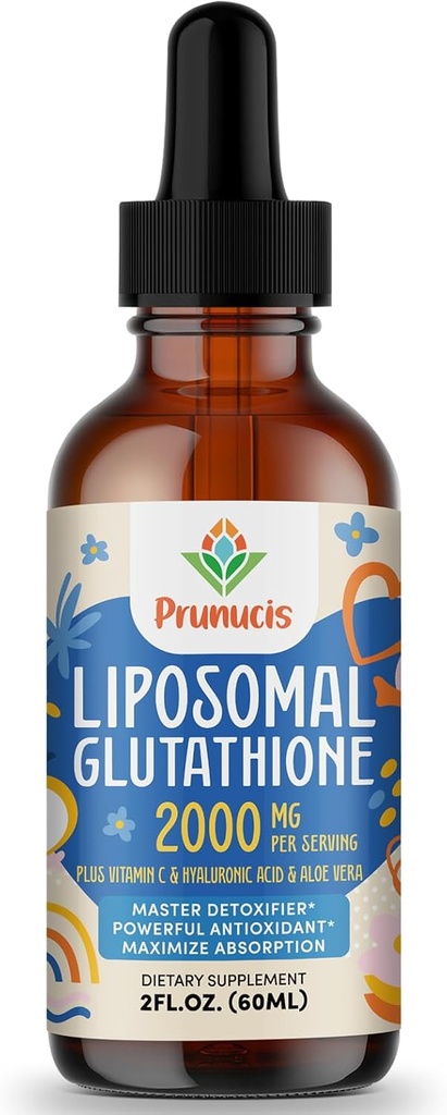 2000MG Liposomal Glutathione Liquid, 98% Absorption, Active Form L- Glutathione Supplement, Vegan Friendly, Kraftfuld Antioxidant Complex for Immunsystemet, Aging Defense, Detox, 2 FLLOZ