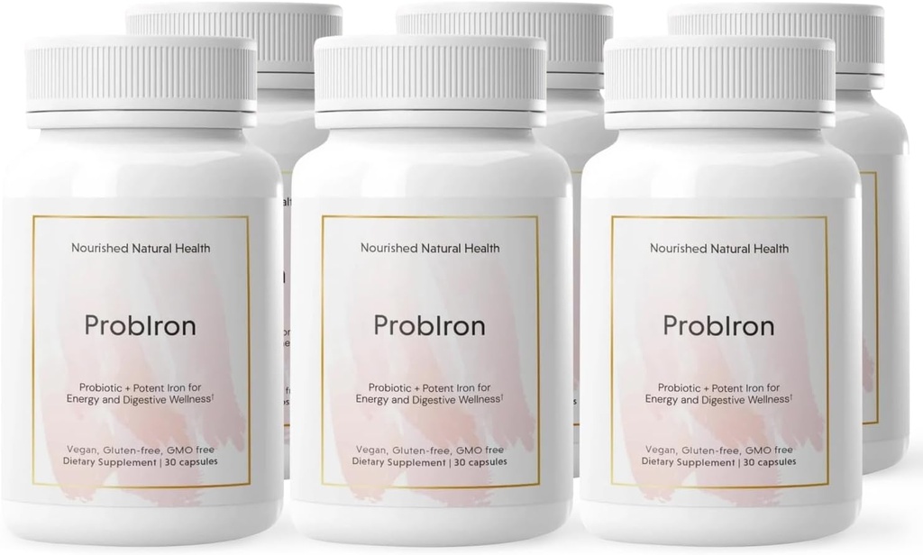 Nourised Natural Health Proposure - Women 's Probiotic + Iron Supplement boostet med C-vitamin og kobber - Vegan Formel for energi og fordøjelse Wellness - 180 kapsler
