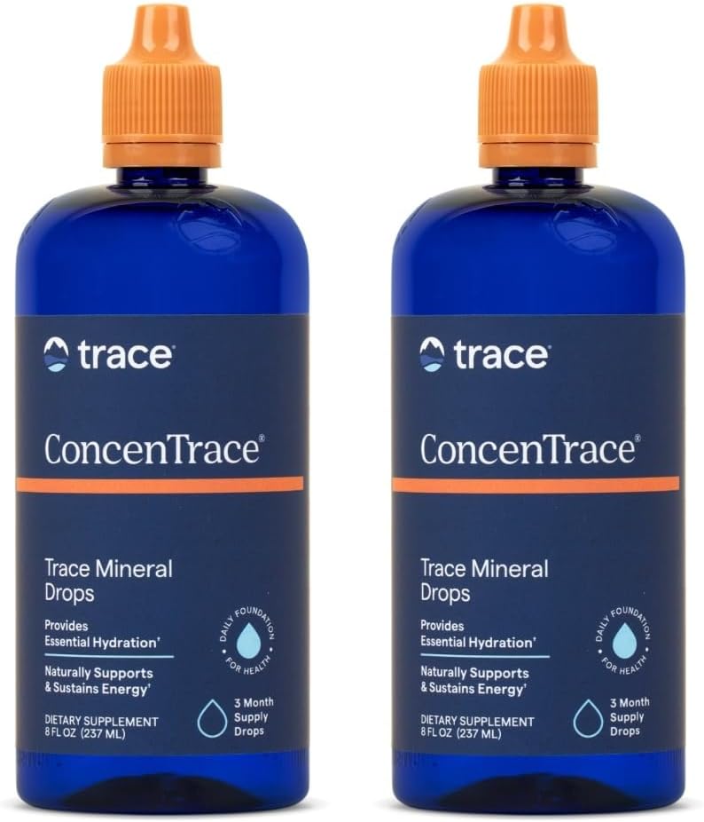 Trace Minerals ConcenTrace Mineral Drops - Flydende supplement til ben & fælles støtte - Aids Hydration & Electrolyte Restoration - Unflavored, 8 fl oz (192 Servere)