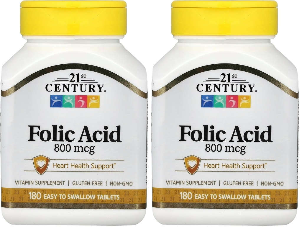 21st Century 800 mcg Folinsyre tabletter, Assorted, 180 greve (pakke med 2)