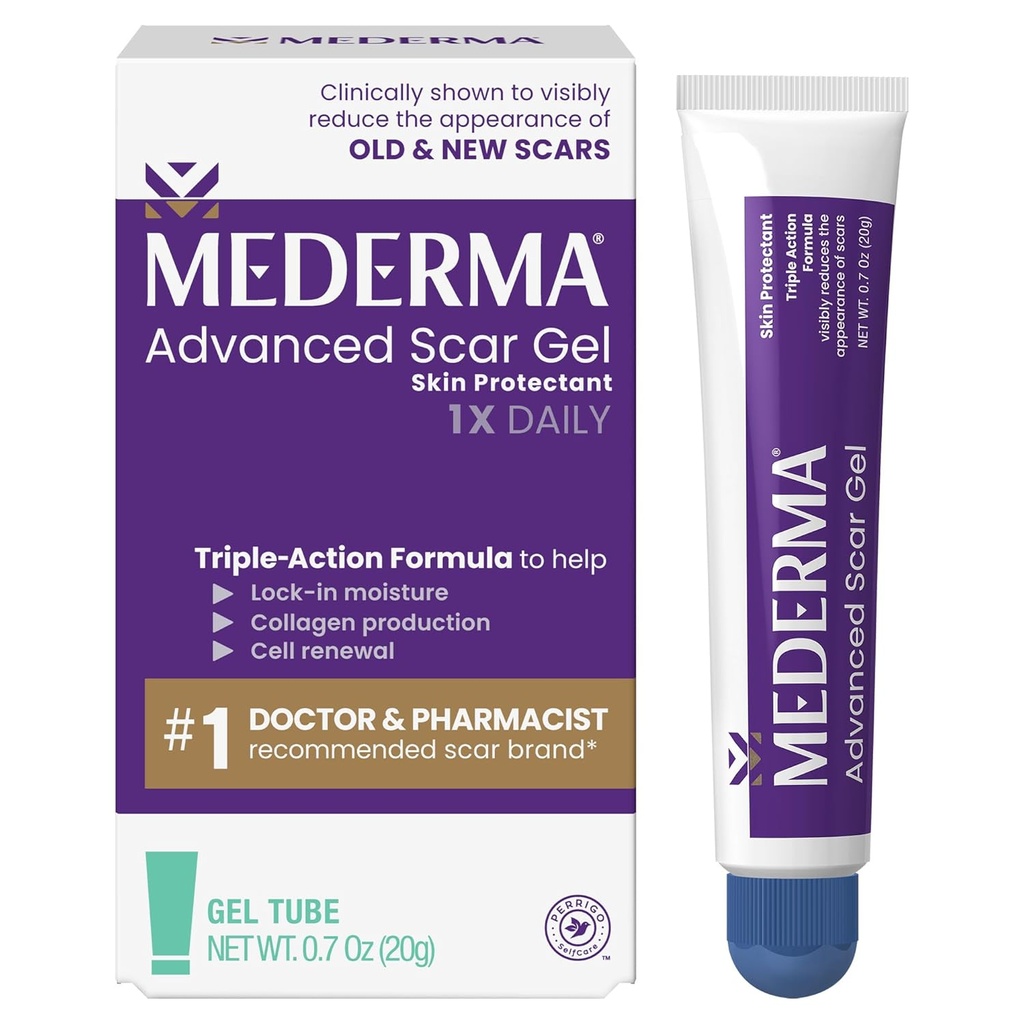 Mederma Advanced Scar Gel - Treats Old & New Scars, Reducerer Udseende af Scars fra Acne, Kirurgi, Burns, Skade & Stretch Marks, 0.70 Oz (20g)