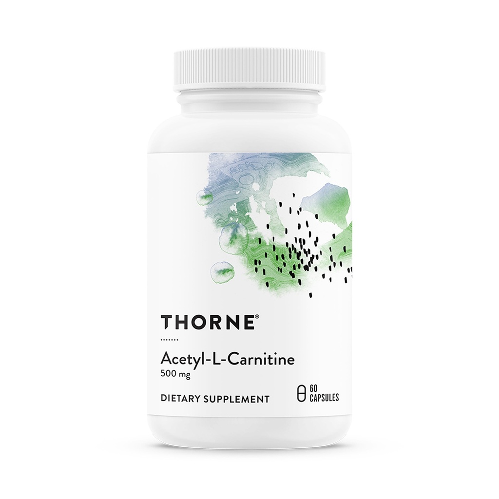 THORNE - Acetyl- L- Carnitin - 500 mg - Understøtter hjernefunktion og sunde nerve sensationer i hænder og fødder * - Gluten, Dairy & Soy- Free - 60 kapsler