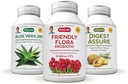 ANDREW LESSMAN Complete Digestion Kit – 90 Capsules – 3-Product Bundle: 30 Capsules Each of Digest Assure, Aloe Vera-200 and Friendly Flora Probiotic, for Targeted Support to The Digestive System
