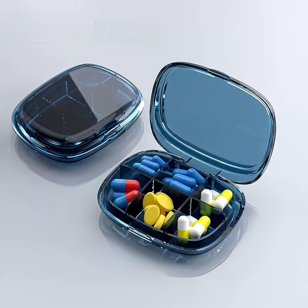 Daily Pill Organizer, 6 Compartments Bærbar Pill Case, Bærbar Pill Dispenser, Fugtighed- Bevis rejse Pill Box at holde Kosttilskud, Vitaminer, Torve Lever Olie og Medicin... (Clean-Blue)