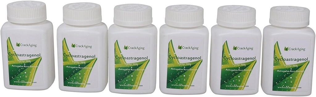 Crackaging Super- Absorption Cycloastagenol 98% Antioxidant Defense Note 124; Telomer Integrity Support Note 124; Cellular Health Support Supplement (10mg / Cap, 180 Caps i 6 flasker)