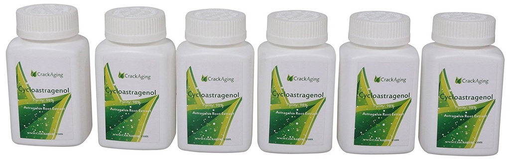 Crackaging Super- Absorption Cycloastagenol 98% Antioxidant Defense Note 124; Telomer Integrity Support Note 124; Cellular Health Support Supplement (10mg / Cap, 180 Caps i 6 flasker)