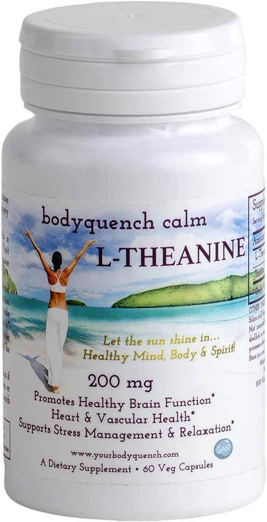 L- Theanine - High Potency 200 mg per servering + 100 mg Inositol fremmer stresshåndtering & afslapning, Heart & Brain Health, 60 Veg kapsler