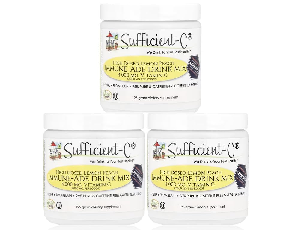 Sufficient- C højdosis vitamin C Lemon Peach Immunie- Ade Drink Mix - 125 gram Tre (3) Pack