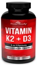 Vitamin K2 (MK7 & MK4) med D3 Supplement - Vitamin K & D som MK- 7 100mcg, MK-4 500mcg, og 5000 IE Vitamin D3 3- in-1 Formel - Bone og Heart Support - 90 Non-GMO vegetariske kapsler