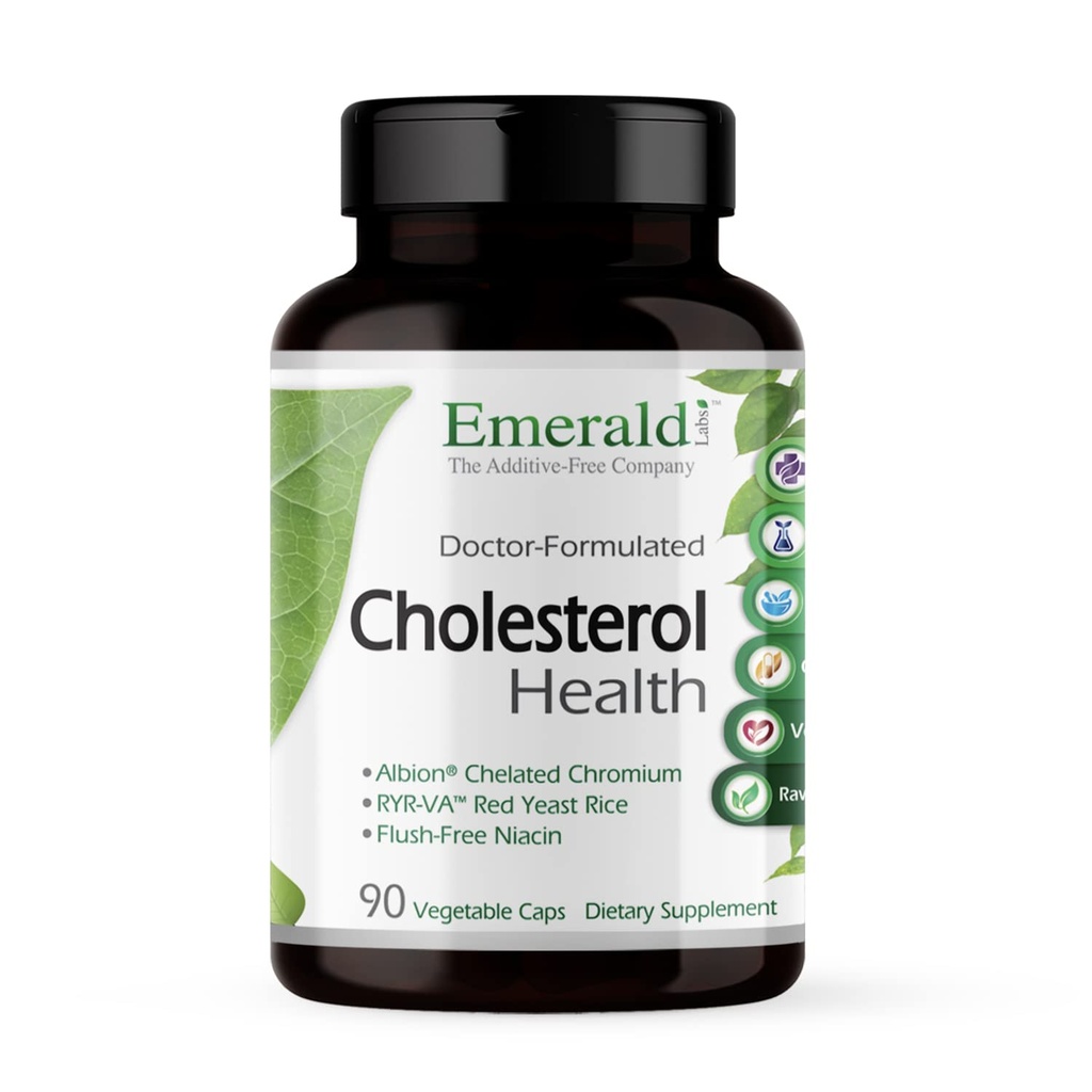 Emerald Labs Cholesterol Health - Featuring CoQ10, Flush- Free Niacin, RYR- VA, og hvidløg til hjerte og kredsløb - 90 vegetabilske kapsler