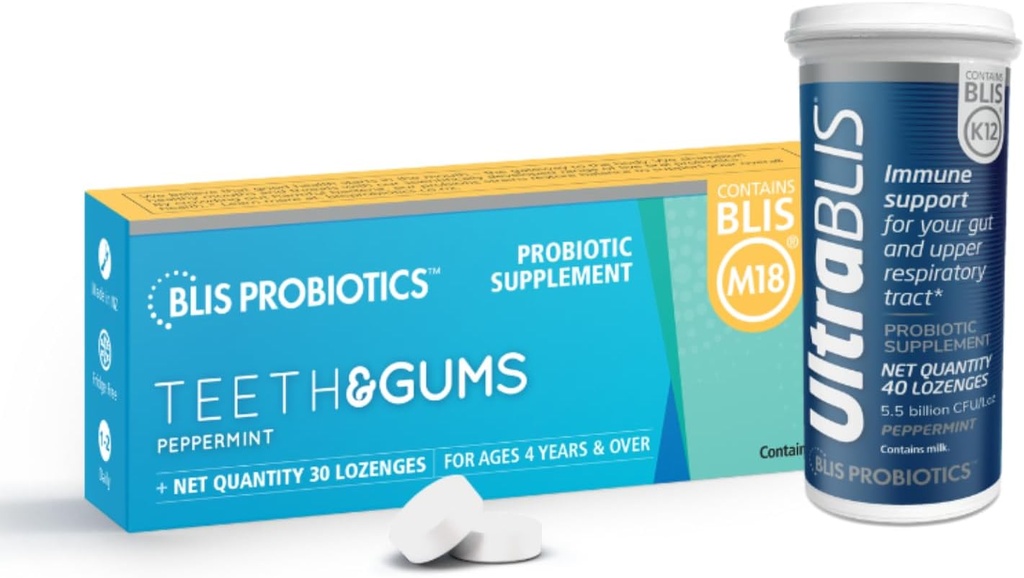BLIS Tænder & Gums M18 + UltraBlis Probiotisk immunforsvar Support K12