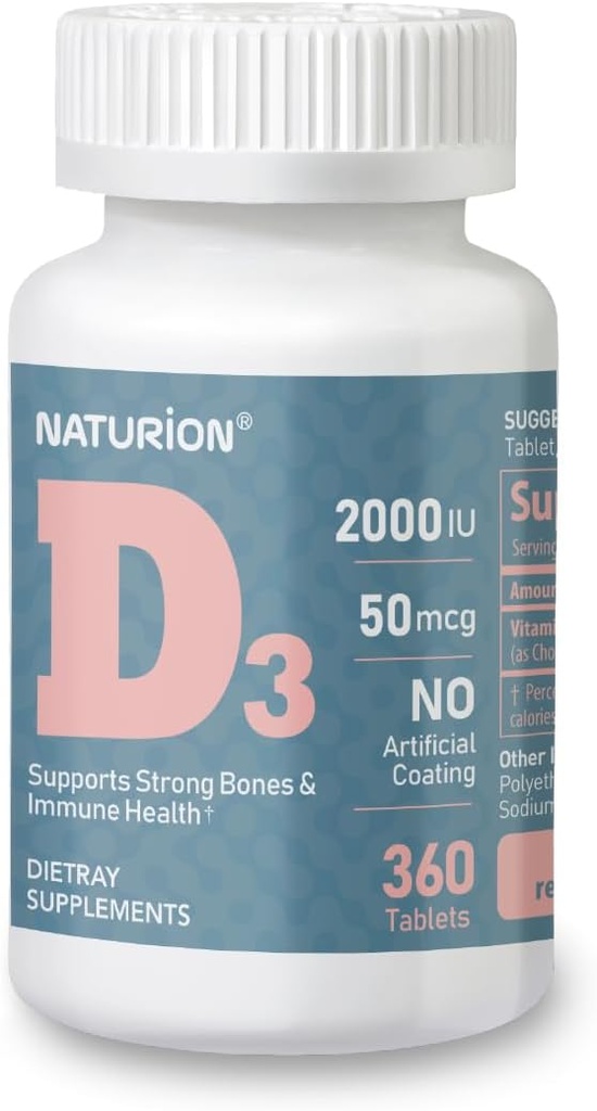 Vitamin D3 2000iu (50 mcg) 1- År Tilgang til immunforsvar, sund muskelfunktion, og Knoglesundhed - non-GMO, Gluten Free, med vitamin B2 - (Mini tabletter), 360 Tæl