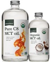 Naturkraft Økologisk Pure C8 + Økologisk Fuld Spectrum MCT Olie - USDA Organic, Ikke GMO, 100% Pure Coconut MCTs - Keto, Paleo, Vegan og Kosher - 32 Oz & 16 Oz Glaskolber