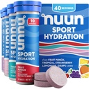 Nuun Sport Electrolyte Tablets med Magnesium, Calcium, Kalium, Chlorid & Natrium, Gluten Free & Vegan, Blandede Flavors, 4 Pack (40 Servere i alt)