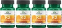 Swanson Natural Vitamin K2 (Menaquinone- 7 fra Natto) 50 mcg 30 Sgels (4 Pack)