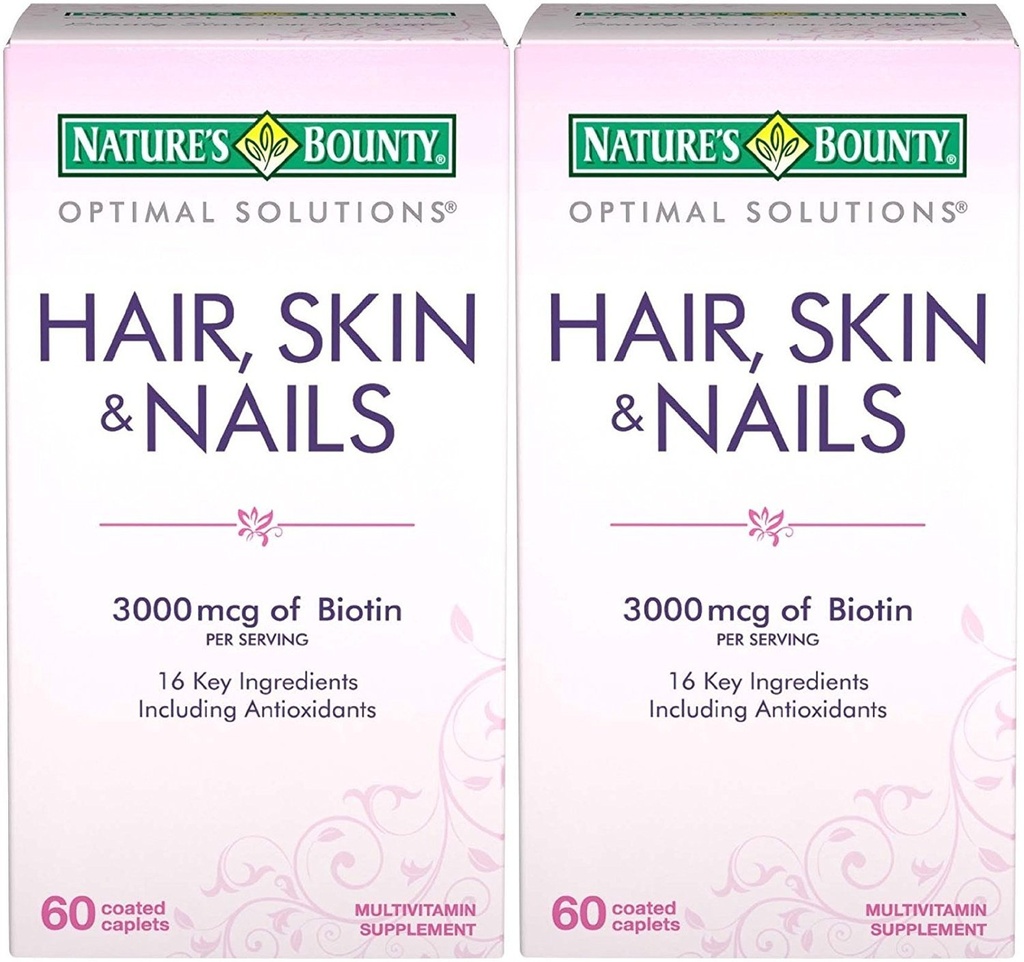 Naturens Bounty Optimal Solutions Hår, Hud & Nails Formel, 120 Overtrukne kapsler (2 X 60 Greve)