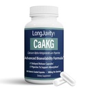 LongJuvity Calcium Alpha- Ketoglutarate Time Release AKG Supplement (1.000mg Per Serving) - Gut Heath, Knoglesundhed, Anti Aging & Longevity - Uafhængigt Lab Testet (60 Enteric Coated Kapsler)