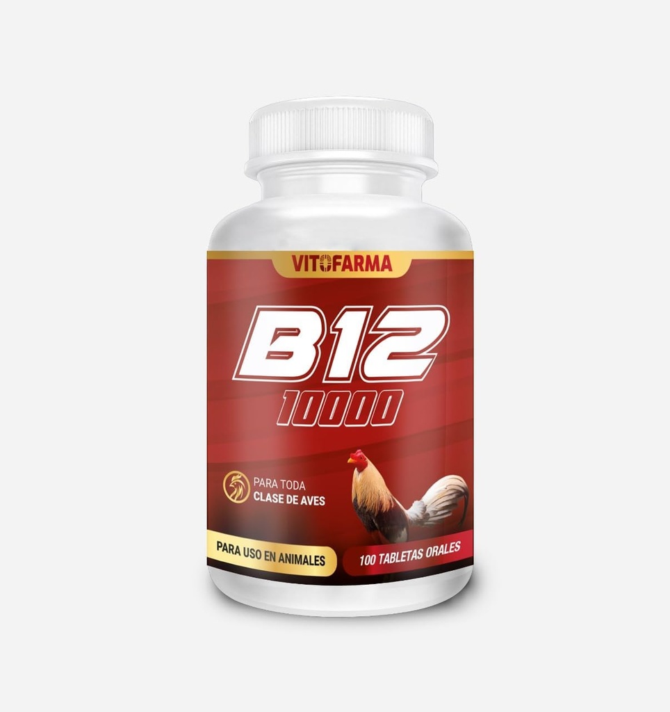 B- 12 10000 for Roosters, Kyllinger, Fjerkræ Vitaminer Naturprodukt - 100 tabletas Health Support til Roosters