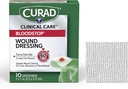 CURAD BloodStop ® Sårpåklædning; 1 "x 1"; Hemostatisk Gauze Hjælper med at stoppe blødning hurtigt; 124; Til udskæringer, slipninger eller næseblod; 10 Tæl