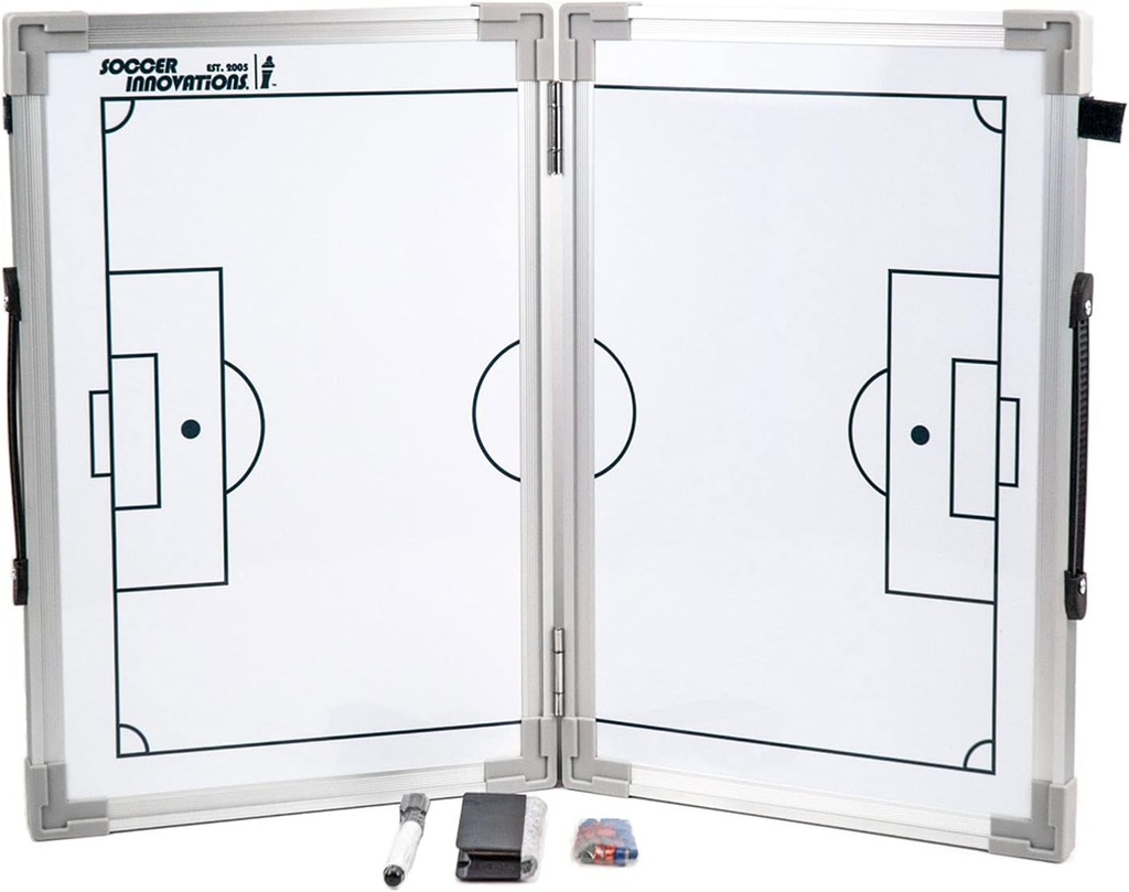 Fodbold Innovationer Hinged Magnetic Tactic Coaching Board, Ekstremt transportable Dry Erase White Board for Fodbold Coaches of All Levels til at udføre taktisk analyse.