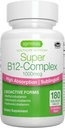 Igennus Sublingual Vitamin B12 Complex 1000mcg, Metyleret methylcobalamin, Adenosylcobalamin & Hydroxocobalamin, Høj Absorption & Clean, 180 Servere, Sukkerfri & Vegan