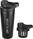 DIW 24 oz Shaker Flaske, Rustfrit stål Shaker Flaske med Noise-Free Design, Isoleret Metal Shaker Cup til Protein Mixes og Pre Workout, Gym Flaske Shaker (sort)