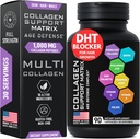 Age Defense Beauty Collagen Matrix - 2.000mg Multi Collagen Biotin Keratin Hyaluronic Acid Saw Palmetto C-vitamin Supplement Complex - DHT Blocker til mænd og kvinder for hårvækst - 90 Gluten- Free Caps