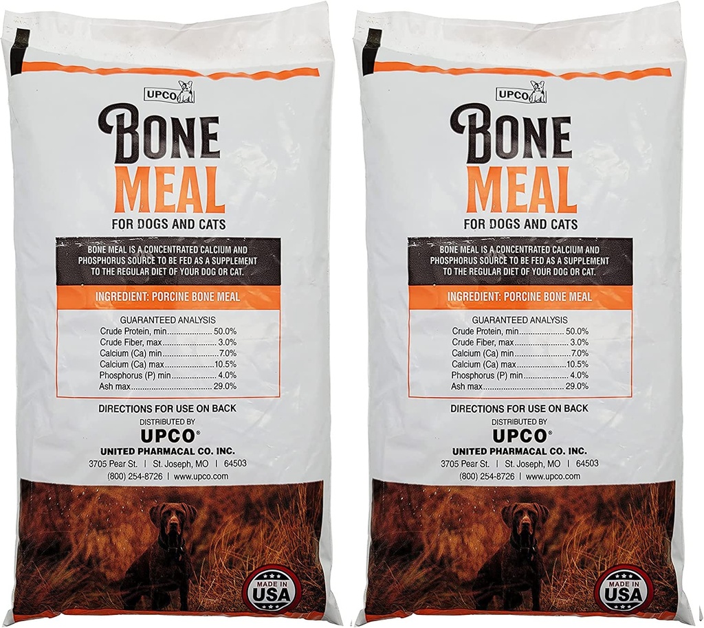 Knoglemel dampet pulver til hunde og katte 2 Pack Total 2 Pounds fra Upco Bone Meal Made in USA