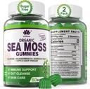 (2 Pack) Sea Moss Gummies - Irish Sea Moss Gummies for voksne & Kids - Advanced Superfood Seamoss Supplement med Organic Bladerwrack & Burdock Root Extract ACV for Daily immun, Gut Cleanse, Vegan
