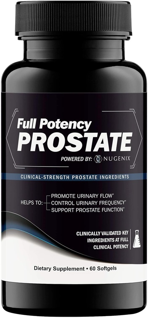 Nugenix Full Potency Prostate - Prostata Support Supplement for mænds sundhed, Clinical- Strength, Saw Palmetto, Øge urinstrømmen og frekvens, og Support Prostata funktion, 60 kapsler