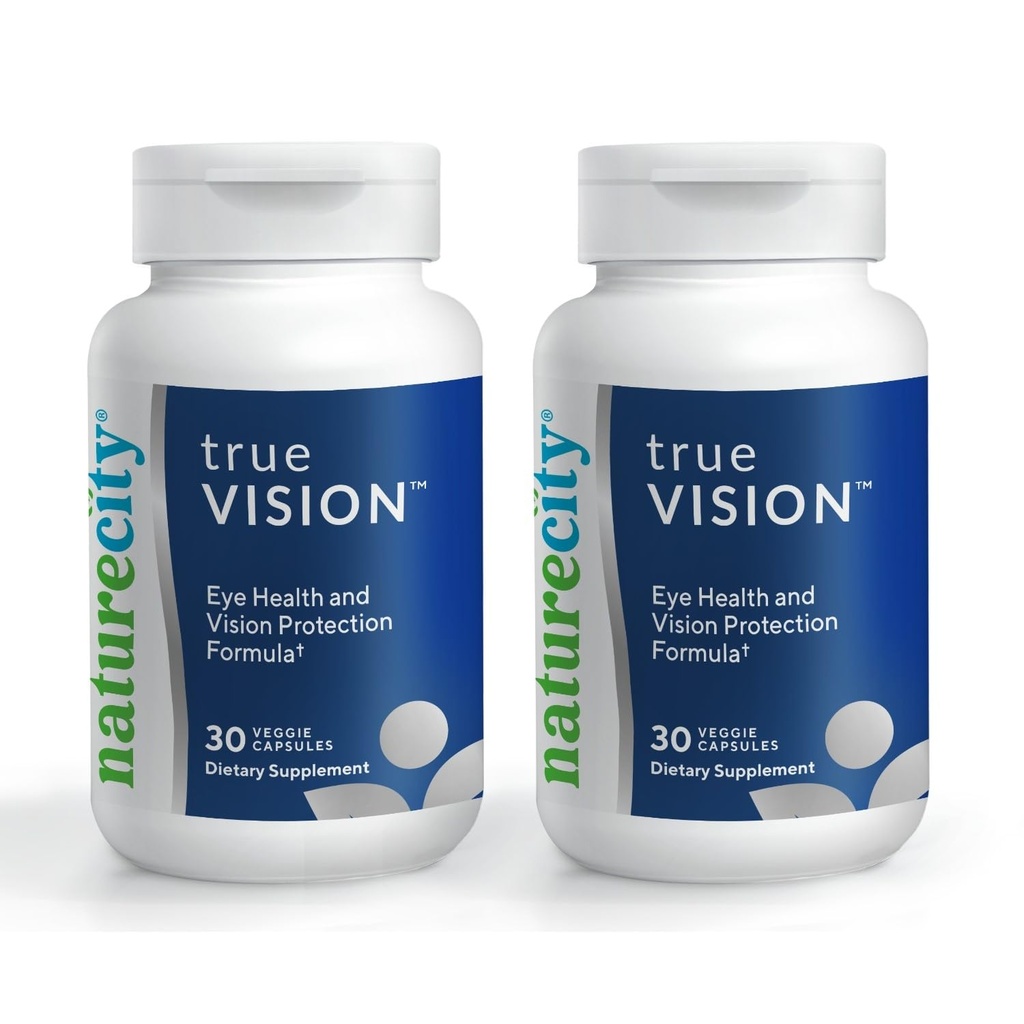 NatureCity True- Vision Eye Health Supplement - Plant- baseret Lutein og Zeaxanthin med høj potens Saffron 20mg - Blue Light Protection, Support Central and Night Vision (60 Veggie Kapsler)