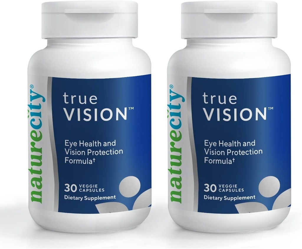 NatureCity True- Vision Eye Health Supplement - Plant- baseret Lutein og Zeaxanthin med høj potens Saffron 20mg - Blue Light Protection, Support Central and Night Vision (60 Veggie Kapsler)