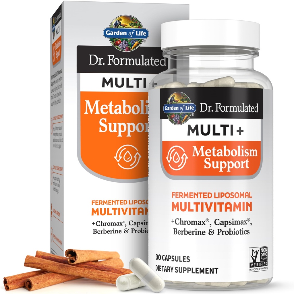 Livets have Dr. Formuleret Multi + Metabolisme Support - Gæret Liposomal Multivitamin + Chromax, Capsimax, Berberine & Probiotika - 30 kapsler