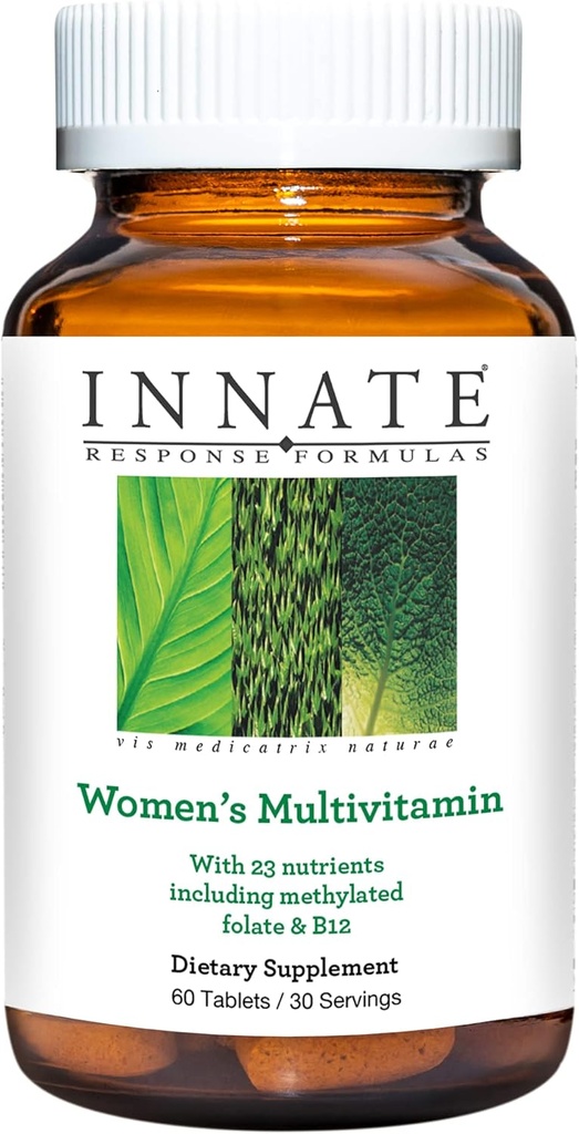 INNAT Response Formulas Women 's Multivitamin - Daglig Multivitamin til kvinder - Med vitaminer B12, B6, og D3 - Inkluderer methylfolat - Lavet uden 9 fødevarer allergener - 60 tabletter (30 Servere)