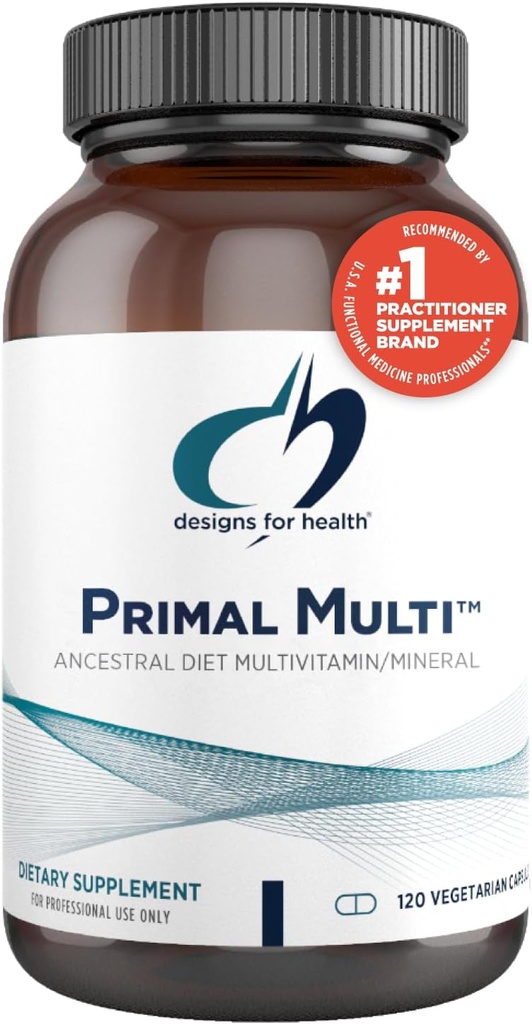 Design til sundhed primal Multi - Paleo- Friendly Multivitamin Supplement med folat, tocotrienoler, Lutein + Broccoli frø, immunsupportvitaminer D (2000 IE), C + Zink (120 kapsler)