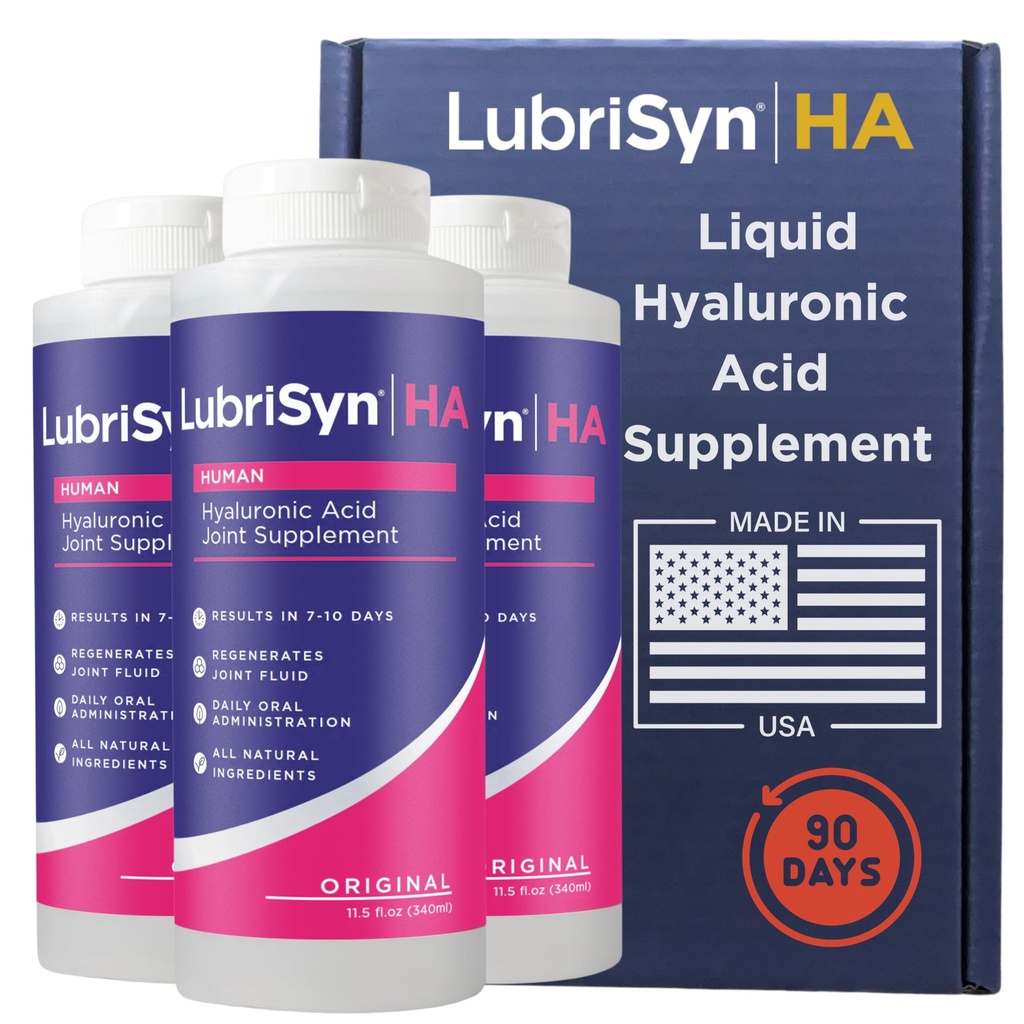 Lubrisyn Hyaluronsyre Fælles tillæg - Flydende HA Formel for mennesker - fremmer fælles støtte, mobilitet, fleksibilitet, hydrering og sund funktion for mænd og kvinder - Original 3 x 11.5oz