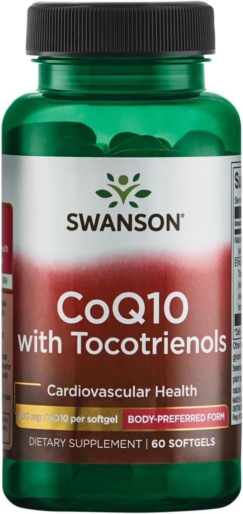 Swanson Coq10 200 Milligram w / 20 Milligram Tocotrienols 200 Milligram 60 Sgels