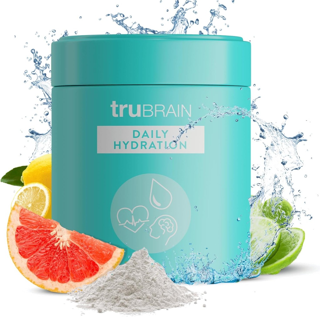 TruBrain Daily Hydration - Forbedre fokus og energi med Electrolyte- Rich Supplement. Bevar Hydrated & Alert!