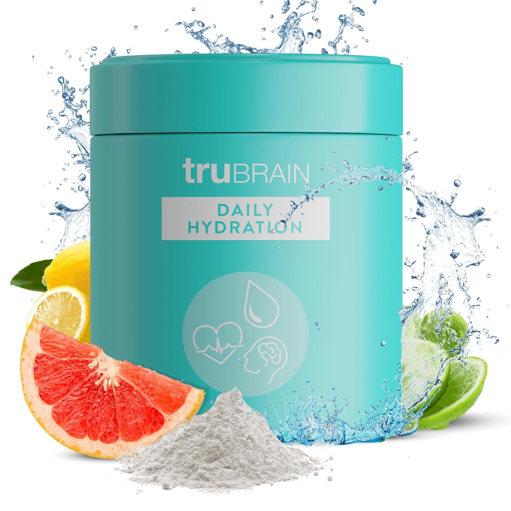 TruBrain Daily Hydration - Forbedre fokus og energi med Electrolyte- Rich Supplement. Bevar Hydrated & Alert!