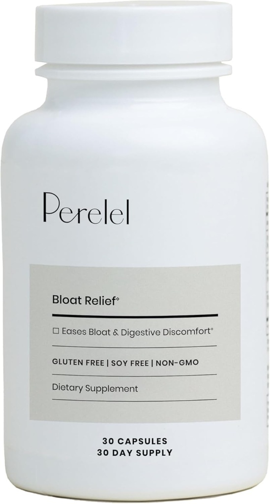 Perrelel fordøjelsestilskud med økologisk ingefær, Lemon Balm, & Fennel, til støtte Gut sundhed & fordøjelseskomfort, Botanisk supplement til kvinder & mænd, Soy, Dairy & Gluten Free, 30 piller