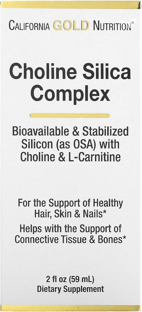 California Gold Nutrition Cholin Silica Complex, Bioavailable & Stabilized Silicon with Cholin & L- Carnitin, 2 fl oz (59 ml)