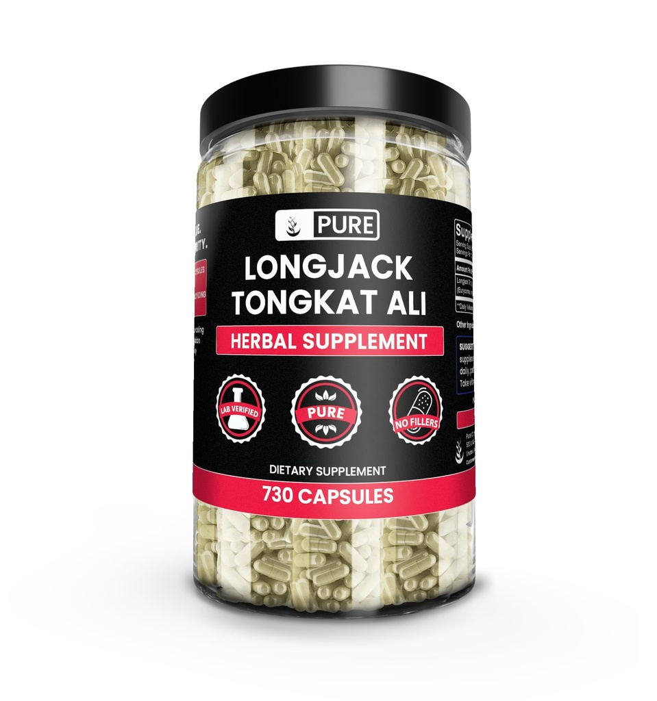 Pure Original Ingredienser Longjack (Tongkat Ali) (730 Kapsler) Ingen Magnesium eller Rice Fillers, Altid Pure, Lab Verified