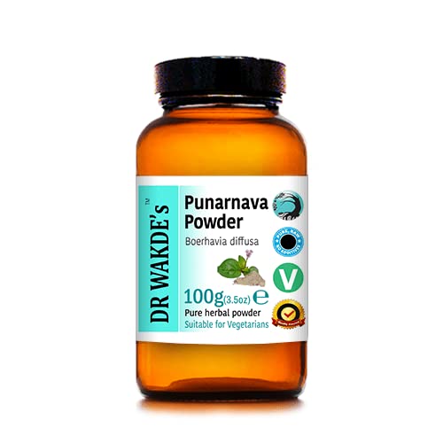 DR WAKDE 's Punarnava Powder (Boerhavia diffusa) - 100g (3.5oz) - 124; Pure, Raw & Tørret pulver - 124; Ayurvedic Herb - 124; Vegan - 124;