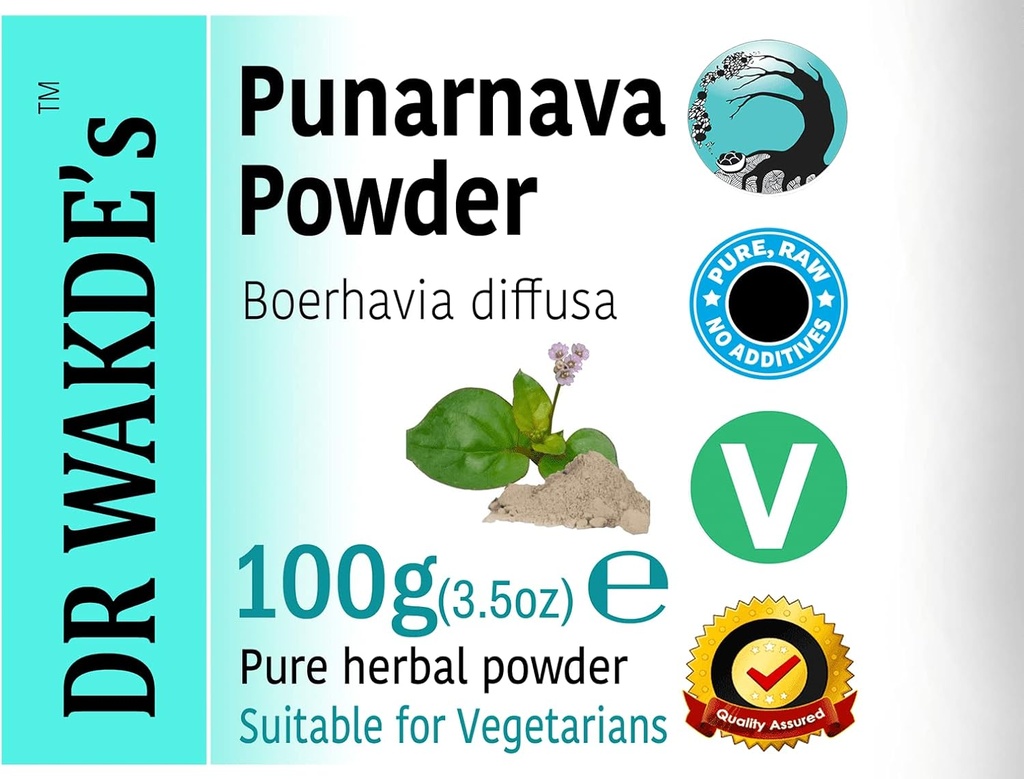 DR WAKDE's Punarnava Powder (Boerhavia diffusa) - 100g (3.5oz) | Pure, Raw & Dried Powder | Ayurvedic Herb | Vegan |