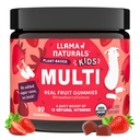 Llama Naturals Kids Multivitamin Gummies, Vegan, Økologisk med D-vitamin, C & K, Toddler Real Fruit Gummy Vitamin, Chewable Supplement, Hel Food Multivitamin, Ingen Tilføjet sukkerrør, Jordbær, 90 Ct