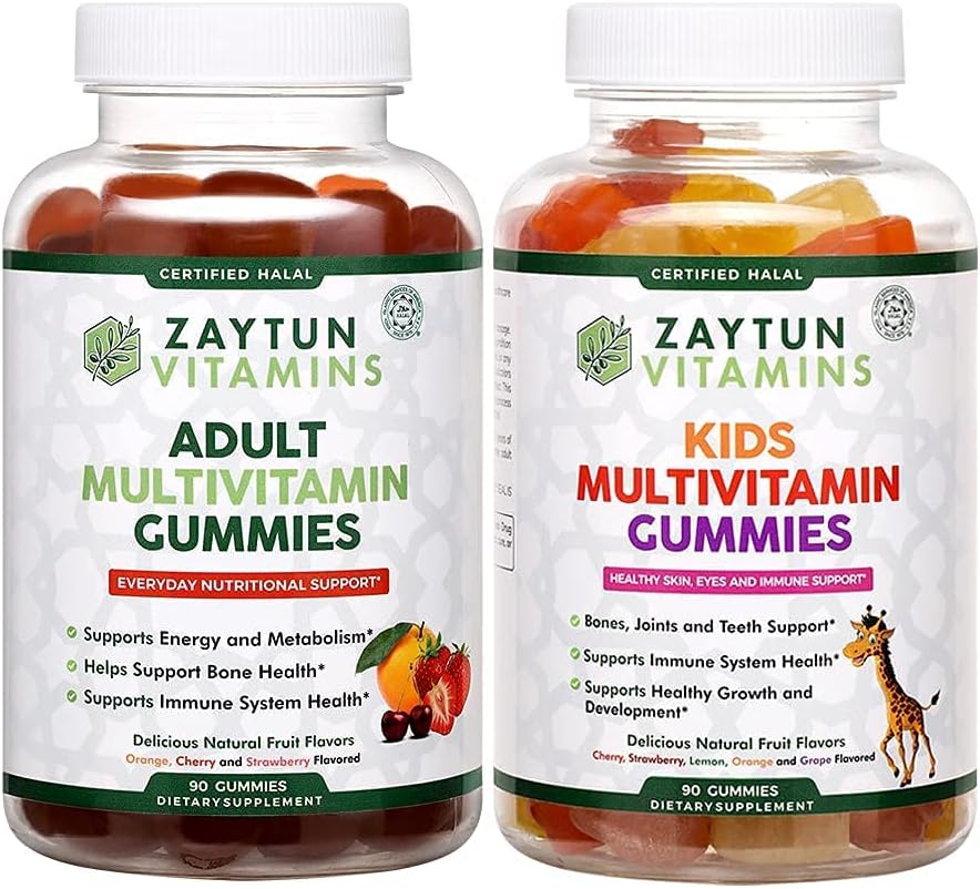 Halale børn og voksne multivitamin gummier, Komplet daglig ernæringsmæssig støtte til familie, vegetar, støtter energi og sund vækst, Lavet i USA - Halale vitaminer