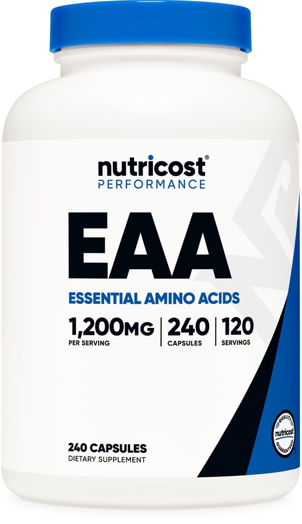 Nutricost EAA kapsler 1200mg, 240 kapsler - essentielle aminosyrer, 120 Servere - Non- GMO, Gluten Free & Vegan